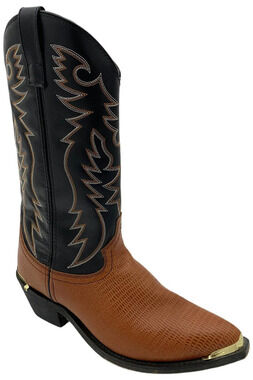 Laredo Men's Atlanta Lizard Detailed Leather Western Boot Black/Peanut - Medium